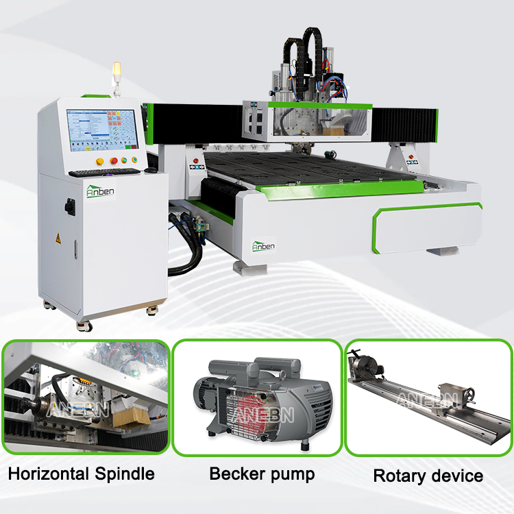NEW Product : ATC cnc router +Horizontal Spindle+Becker pump+Rotary device